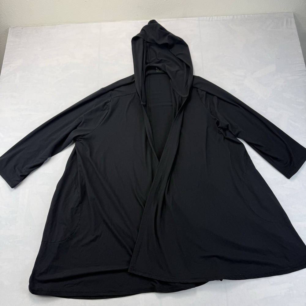 LIVI Active Lane Bryant Women's 14/16 Black Hooded Open Front Cardigan Jacket
